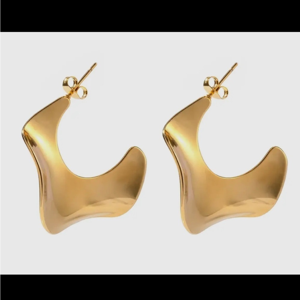 Wave Hoop Earring - Picture 2 of 3